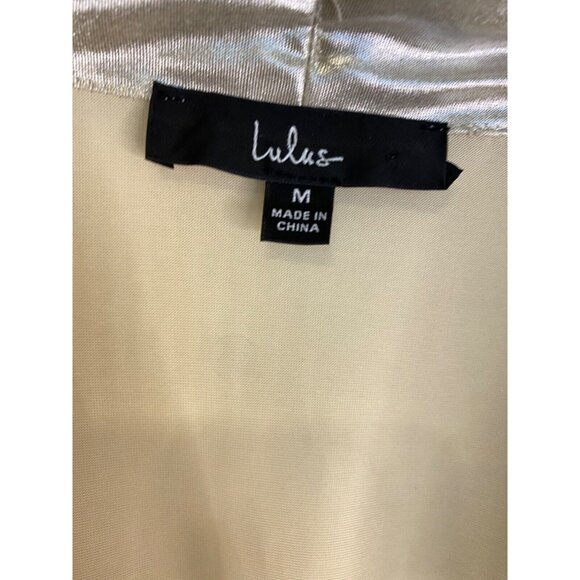 Lulu's Gold Long Sleeve Crop Blouse with Mandarin Collar - Picture 3 of 5